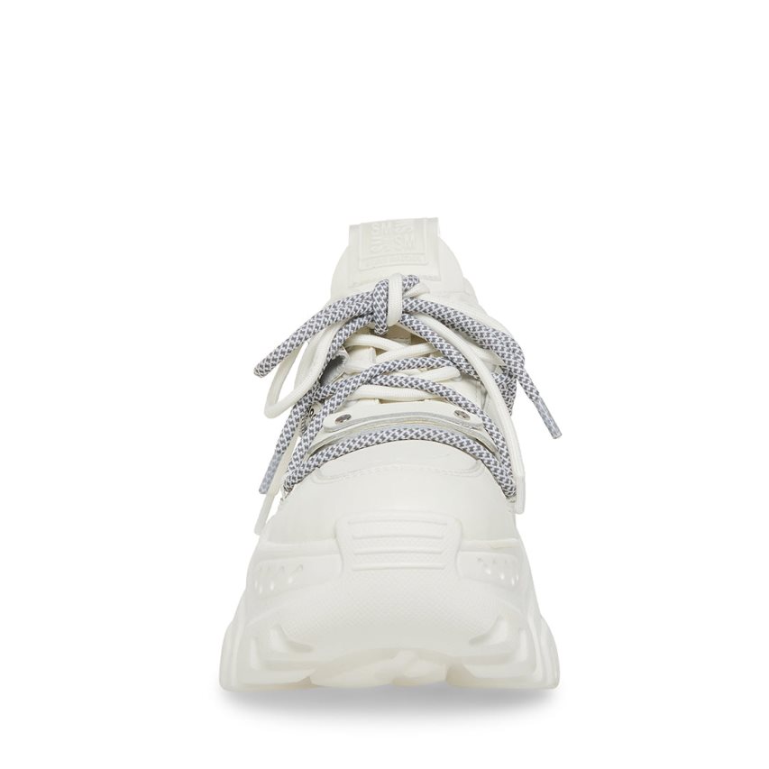 White Steve Madden Troy Leather Women's Sneakers | PH 3874NBE